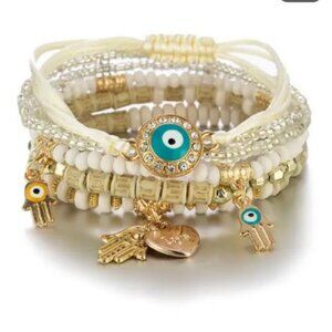 Arm Party Set of Bohemian Evil Eye Ward Friendship Bracelets